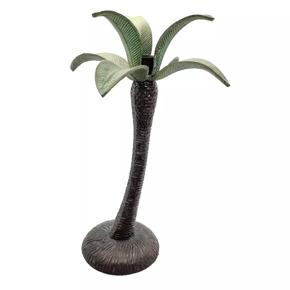 Tommy Bahama Heavy Metal Palm Tree Taper Candleholder 12.5" Tall - Picture 1 of 5